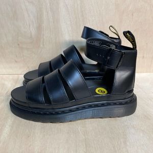 Dr Martens Sandals Womens Clarissa II Black Leather Punk Strappy Ankle Strap